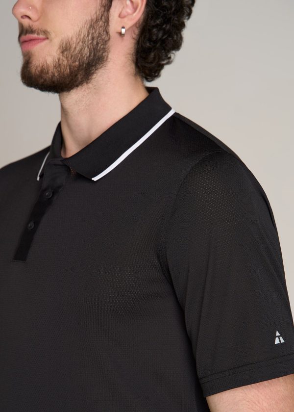 A.T. Performance Tipped Golf Polo for Tall Men in Black - Image 2