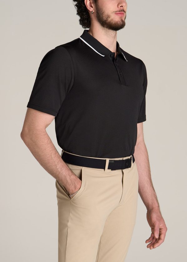 A.T. Performance Tipped Golf Polo for Tall Men in Black - Image 3