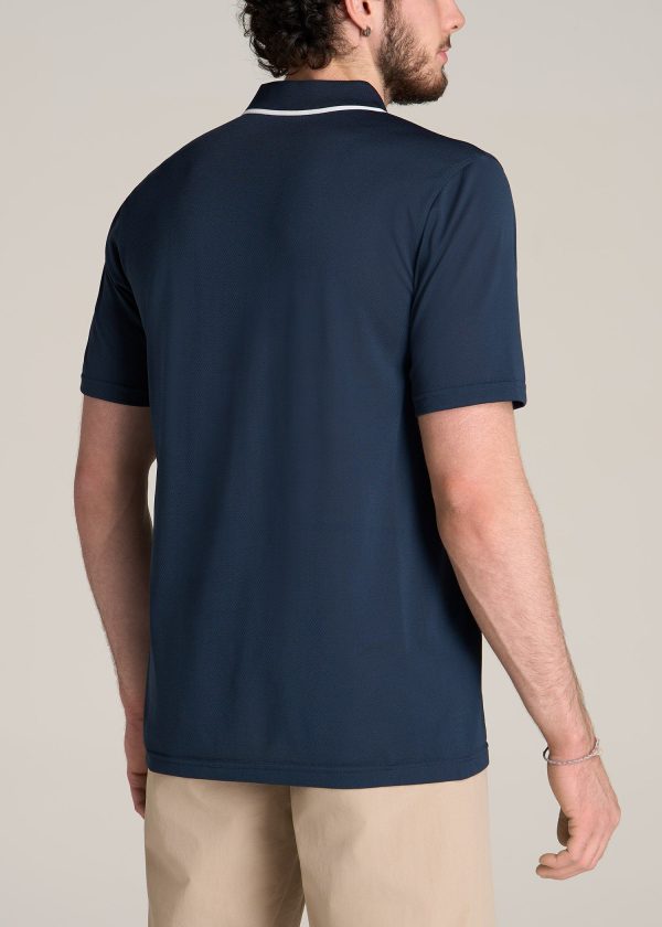 A.T. Performance Tipped Golf Polo for Tall Men in Bright Navy - Image 5