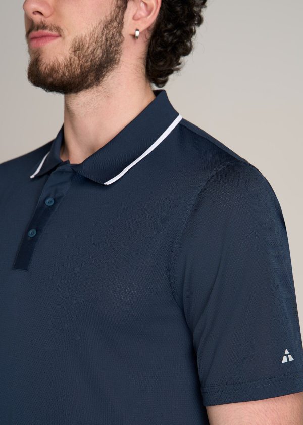 A.T. Performance Tipped Golf Polo for Tall Men in Bright Navy - Image 2