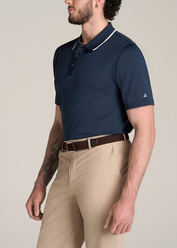 A.T. Performance Tipped Golf Polo for Tall Men in Bright Navy - Image 3