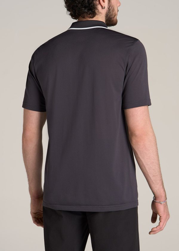 A.T. Performance Tipped Golf Polo for Tall Men in Charcoal - Image 5