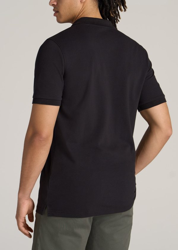 Men's Tall Classic Polo with Embroidered Logo in Black - Image 5