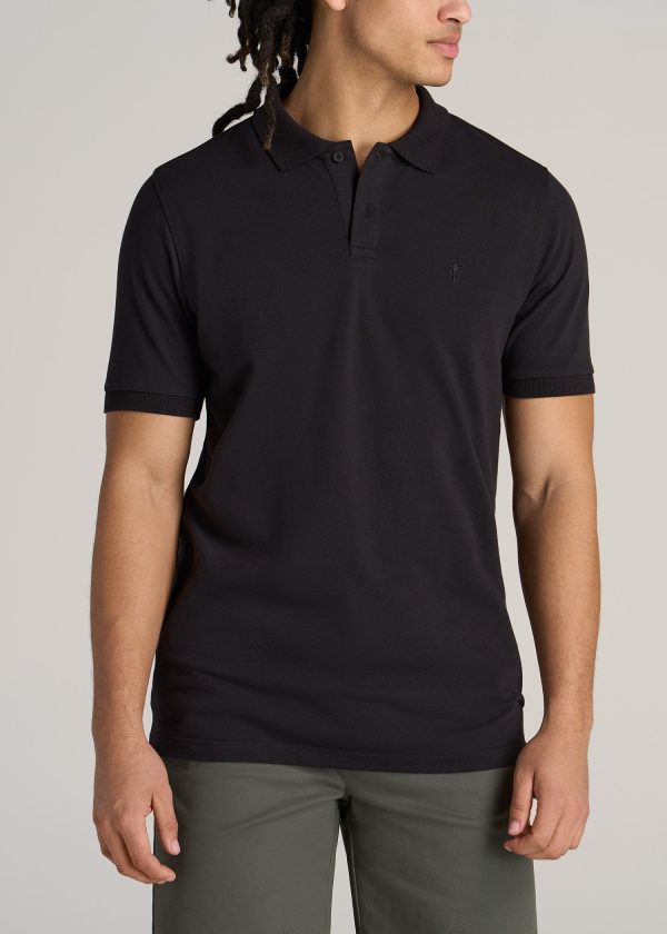 Men's Tall Classic Polo with Embroidered Logo in Black