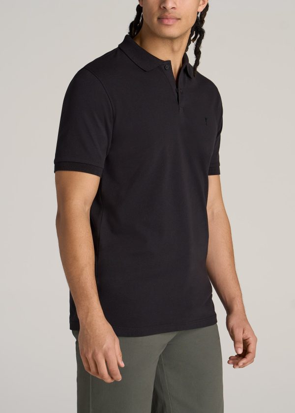 Men's Tall Classic Polo with Embroidered Logo in Black - Image 3