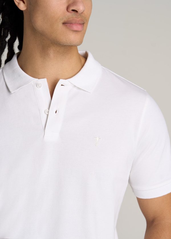 Men's Tall Classic Polo with Embroidered Logo in Bright White - Image 2