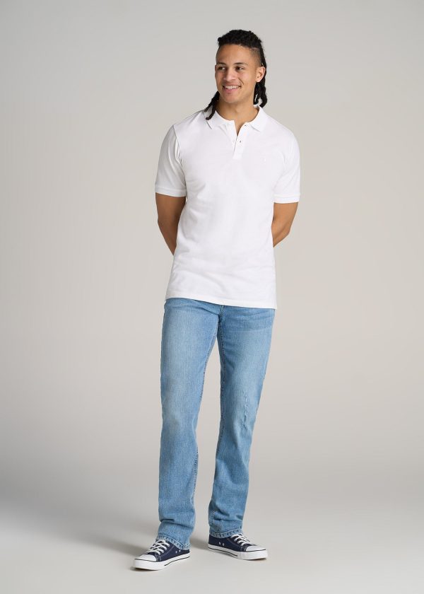 Men's Tall Classic Polo with Embroidered Logo in Bright White - Image 4