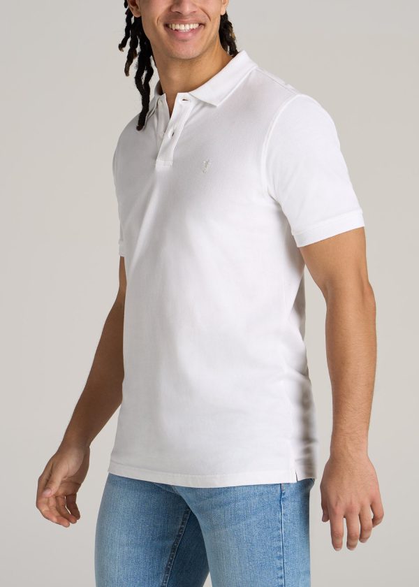 Men's Tall Classic Polo with Embroidered Logo in Bright White - Image 3