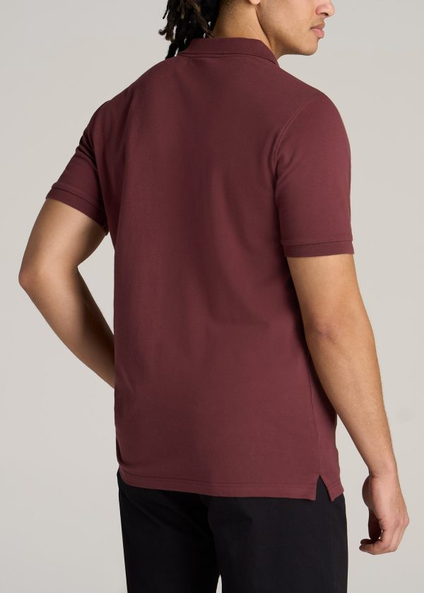 Men's Tall Classic Polo with Embroidered Logo in Cherry Brown - Image 3