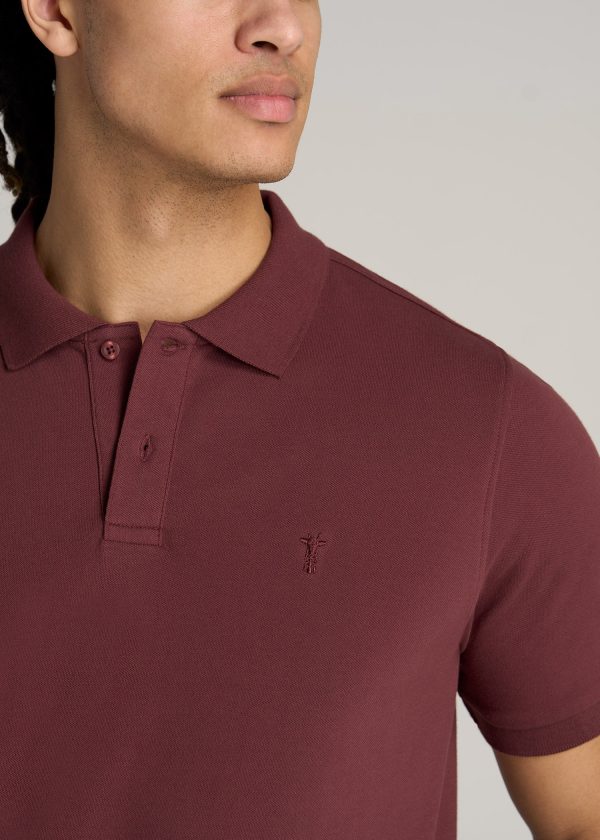 Men's Tall Classic Polo with Embroidered Logo in Cherry Brown - Image 2