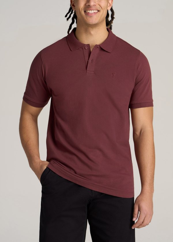 Men's Tall Classic Polo with Embroidered Logo in Cherry Brown