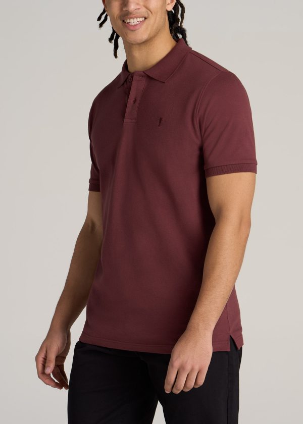 Men's Tall Classic Polo with Embroidered Logo in Cherry Brown - Image 4