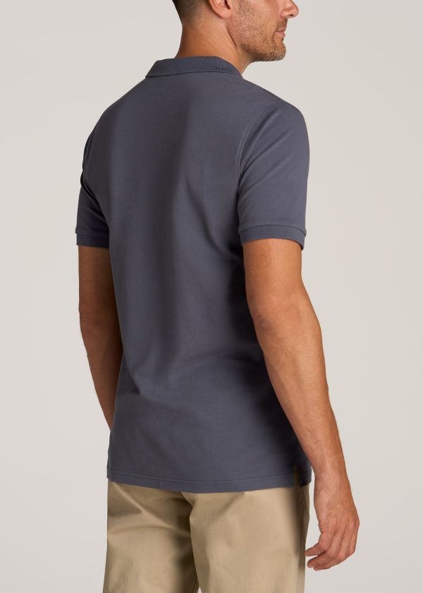 Men's Tall Classic Polo with Embroidered Logo in Grey Blue - Image 5