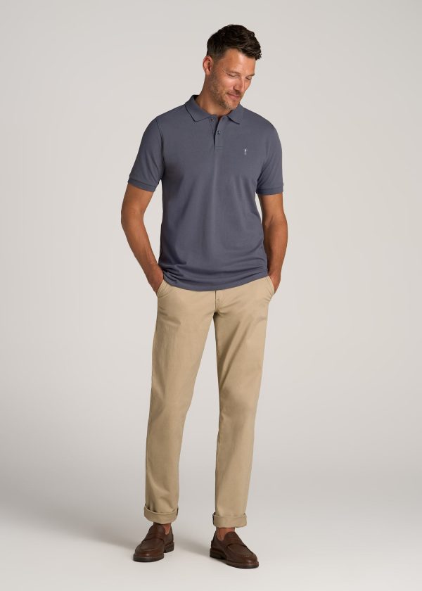 Men's Tall Classic Polo with Embroidered Logo in Grey Blue - Image 4