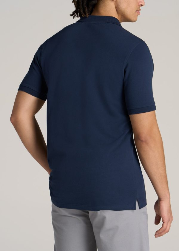 Men's Tall Classic Polo with Embroidered Logo in Marine Navy - Image 5