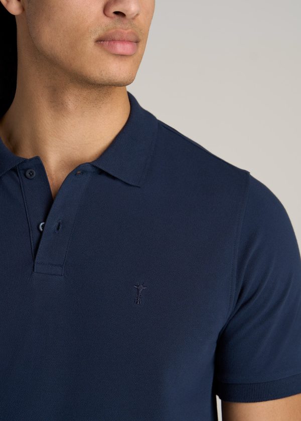 Men's Tall Classic Polo with Embroidered Logo in Marine Navy - Image 2