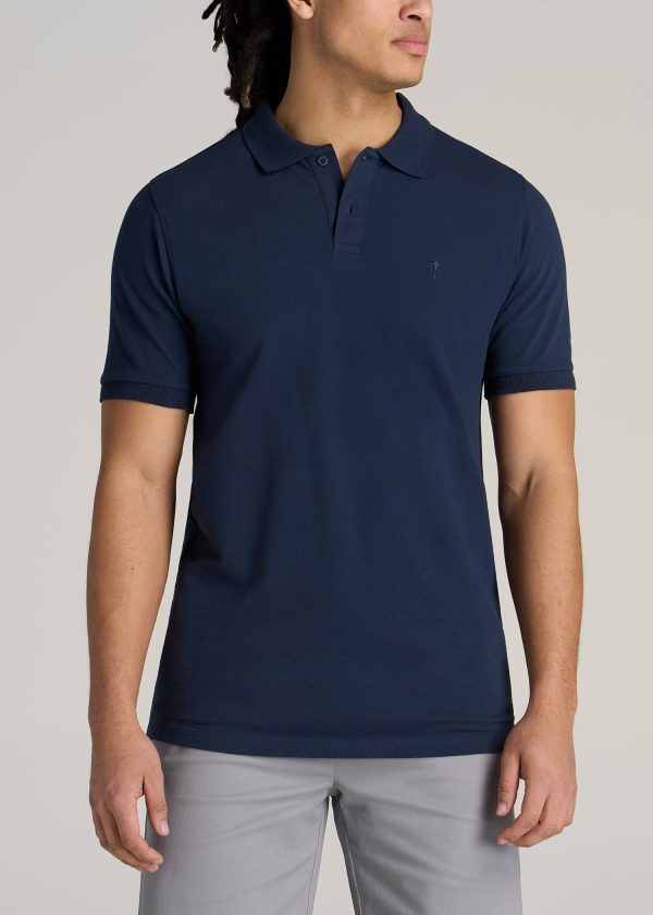 Men's Tall Classic Polo with Embroidered Logo in Marine Navy