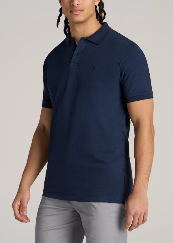 Men's Tall Classic Polo with Embroidered Logo in Marine Navy - Image 3