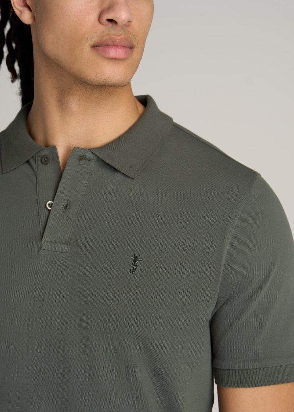 Men's Tall Classic Polo with Embroidered Logo in Spring Olive - Image 2