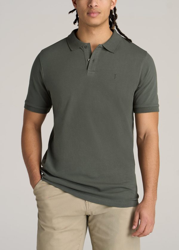 Men's Tall Classic Polo with Embroidered Logo in Spring Olive