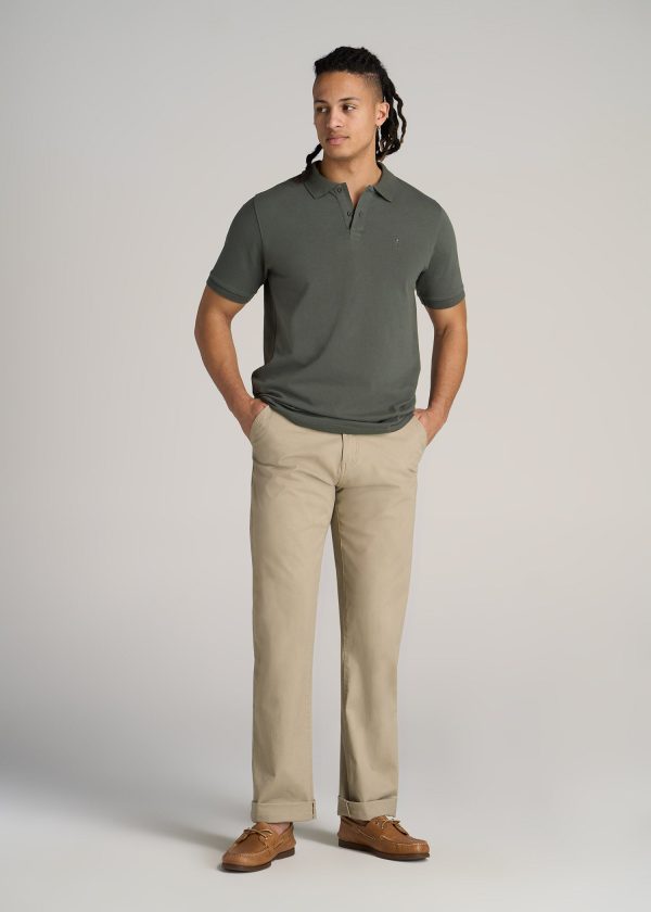 Men's Tall Classic Polo with Embroidered Logo in Spring Olive - Image 4