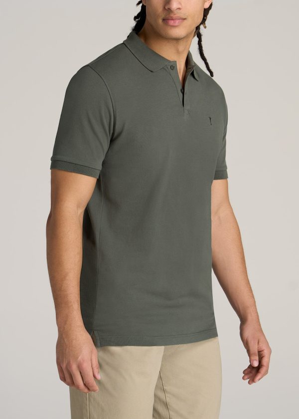 Men's Tall Classic Polo with Embroidered Logo in Spring Olive - Image 3