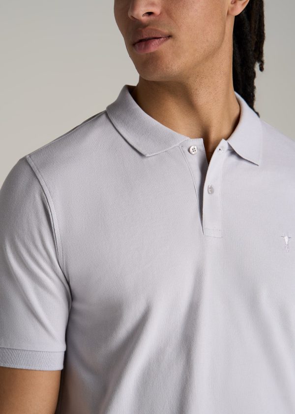 Men's Tall Classic Polo with Embroidered Logo in Vapor Grey - Image 2