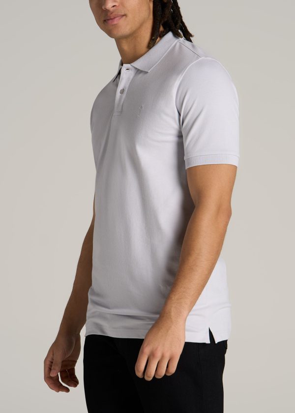 Men's Tall Classic Polo with Embroidered Logo in Vapor Grey - Image 3