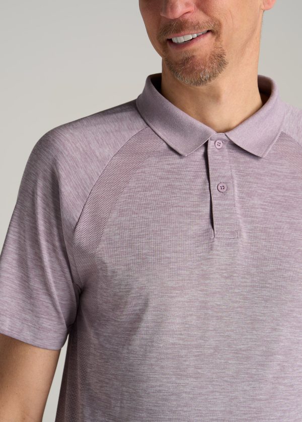 A.T. Performance: Raglan Men's Tall Polo Shirt in Lavender Mix - Image 2