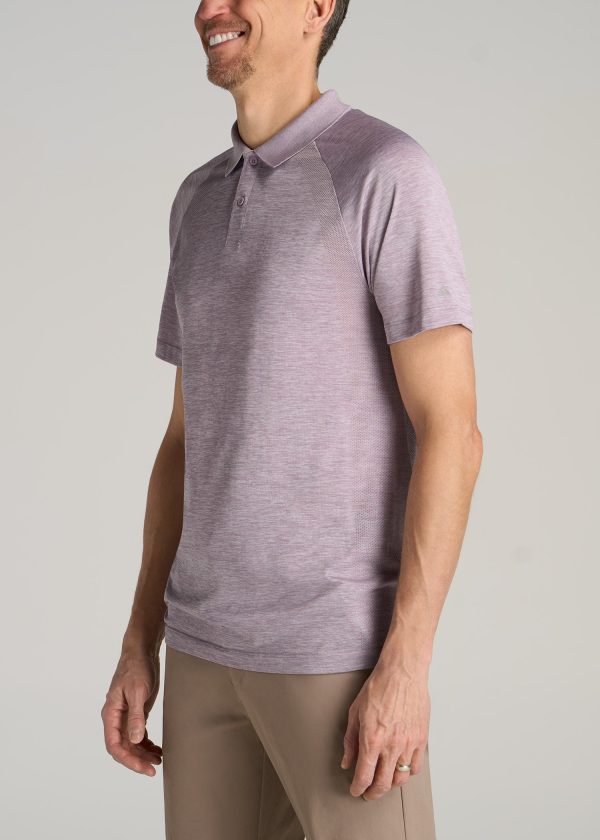 A.T. Performance: Raglan Men's Tall Polo Shirt in Lavender Mix - Image 3