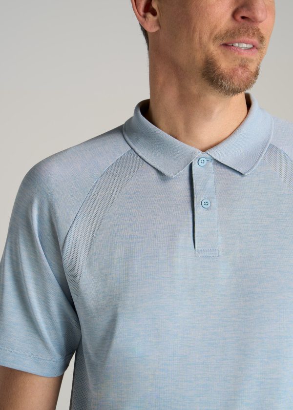 A.T. Performance: Raglan Men's Tall Polo Shirt in Light Blue Mix - Image 2