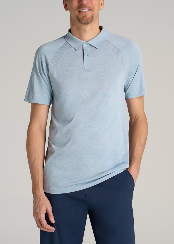 A.T. Performance: Raglan Men's Tall Polo Shirt in Light Blue Mix