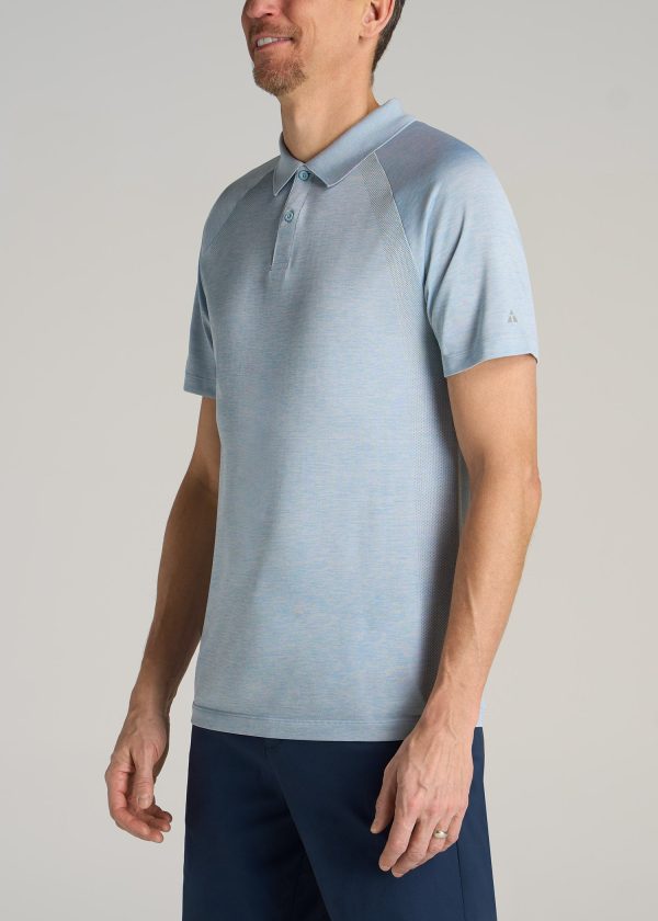 A.T. Performance: Raglan Men's Tall Polo Shirt in Light Blue Mix - Image 3