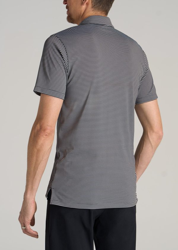 A.T. Performance Stretch Stripe Golf Tall Men's Polo Shirt in Black - Image 5