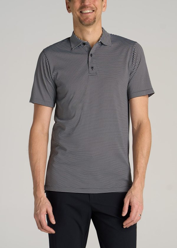 A.T. Performance Stretch Stripe Golf Tall Men's Polo Shirt in Black