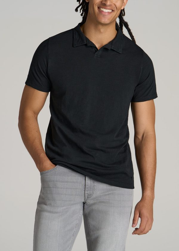 Slub Men's Tall Polo Shirt in Black