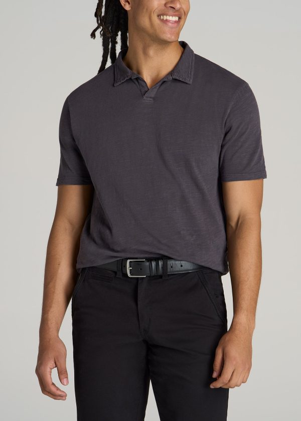 Slub Men's Tall Polo Shirt in Charcoal