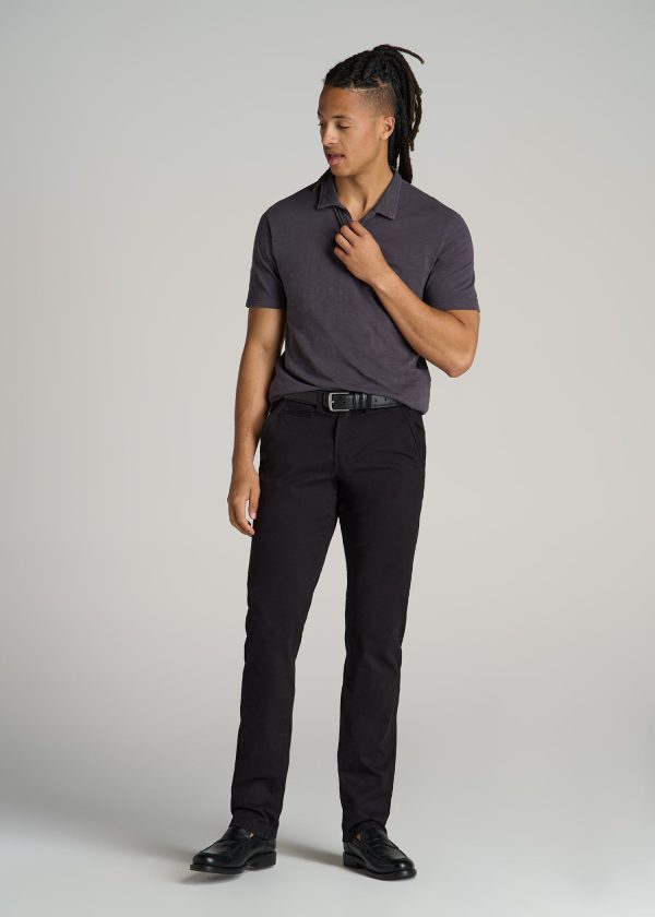 Slub Men's Tall Polo Shirt in Charcoal - Image 4