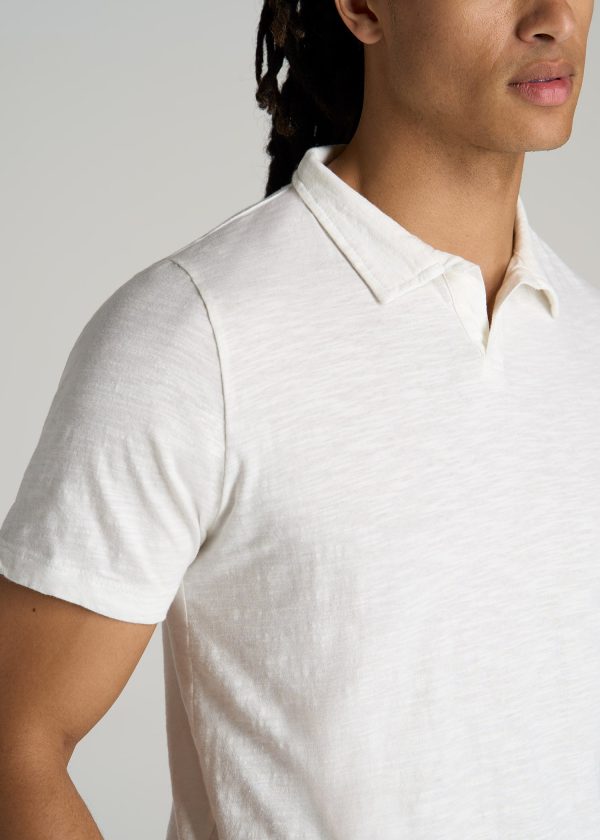 Slub Men's Tall Polo Shirt in Ecru - Image 2