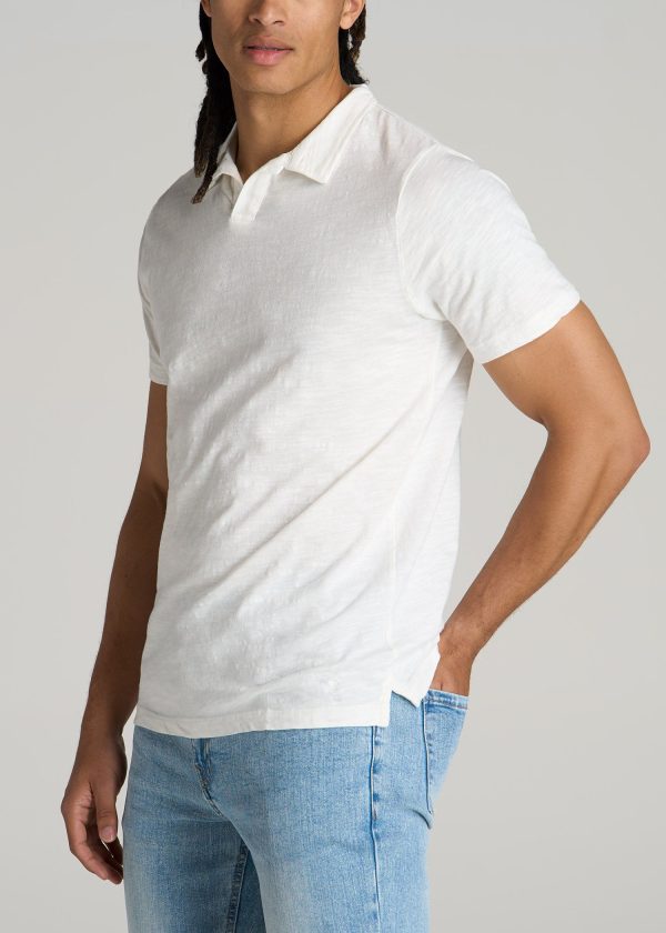 Slub Men's Tall Polo Shirt in Ecru - Image 3