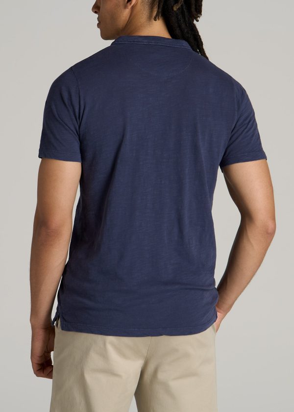 Slub Men's Tall Polo Shirt in Navy - Image 5