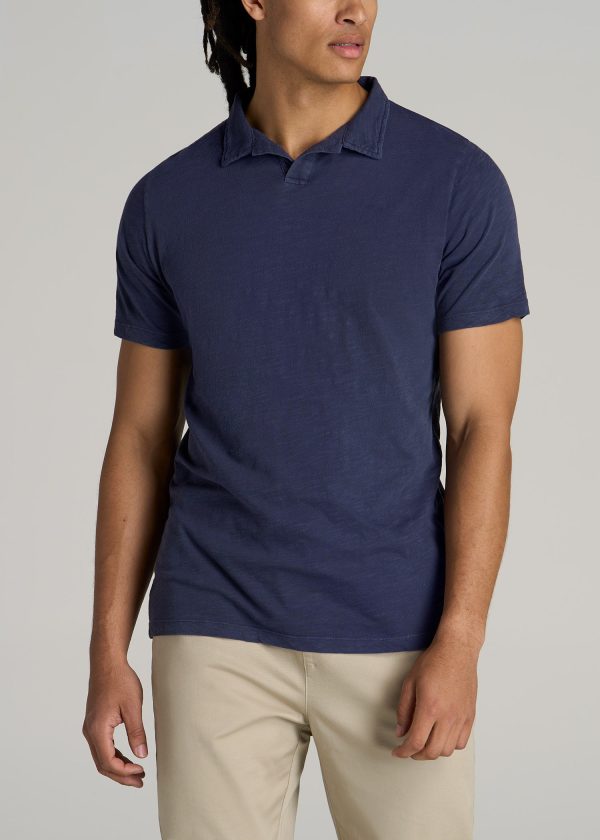 Slub Men's Tall Polo Shirt in Navy