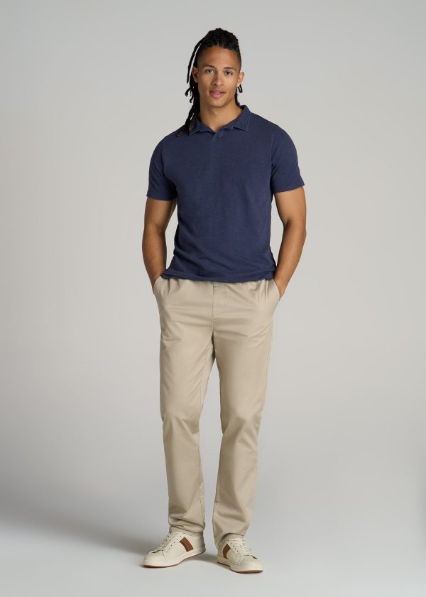 Slub Men's Tall Polo Shirt in Navy - Image 4