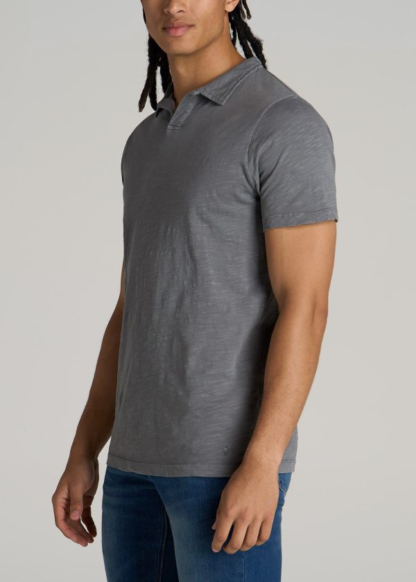 Slub Men's Tall Polo Shirt in Slate - Image 3