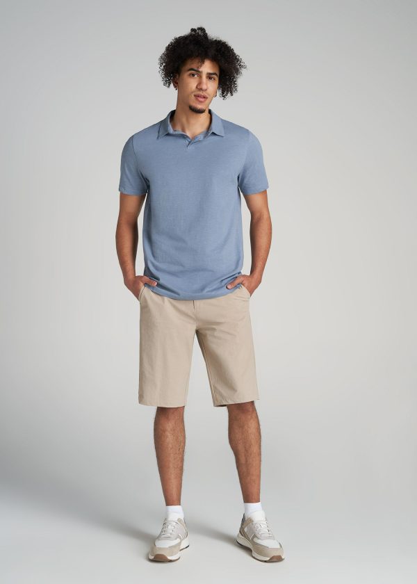 Slub Self Collar Tall Polo Shirt in Chambray - Image 4