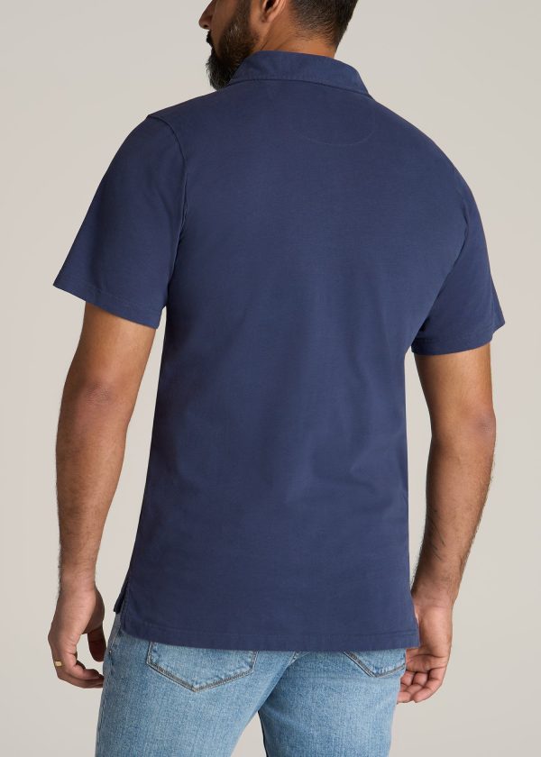 LJ&S Ultra Soft Short Sleeve Cotton Polo for Tall Men in Vintage Midnight Navy - Image 3