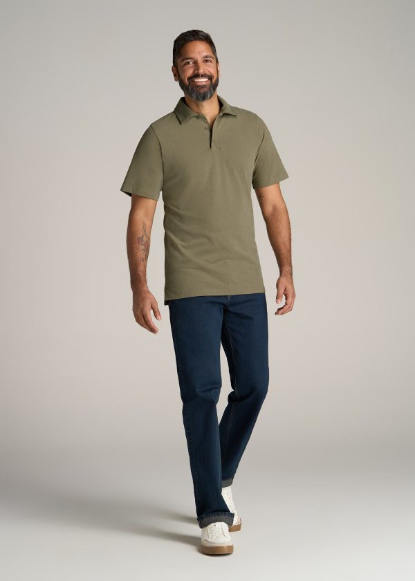 LJ&S Ultra Soft Short Sleeve Cotton Polo for Tall Men in Vintage Moss Green - Image 5