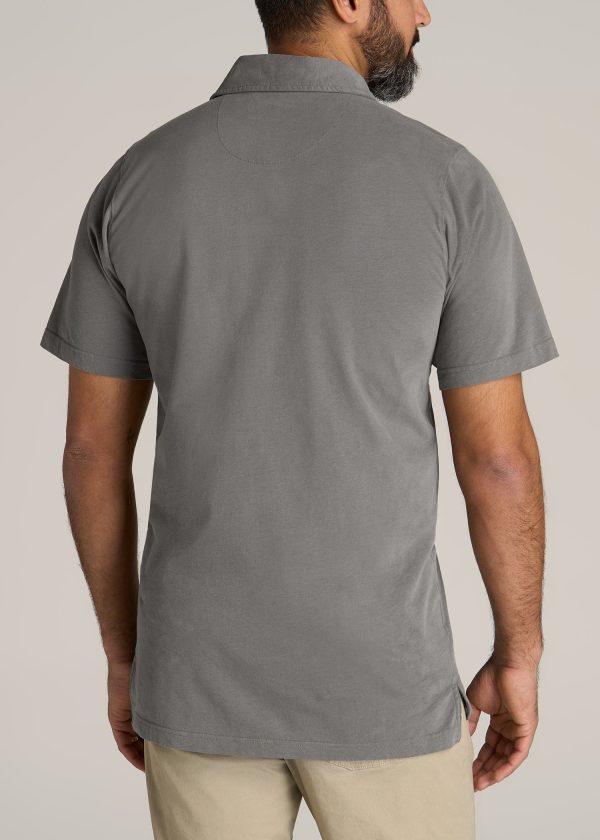 LJ&S Ultra Soft Short Sleeve Cotton Polo for Tall Men in Vintage Pewter - Image 3