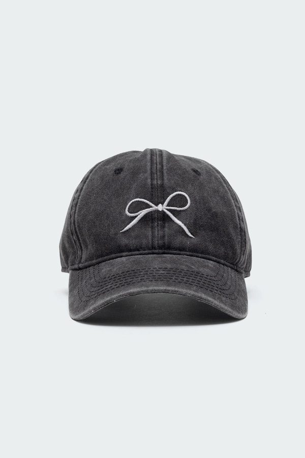 Embroidered Bow Washed Baseball Cap - Image 3