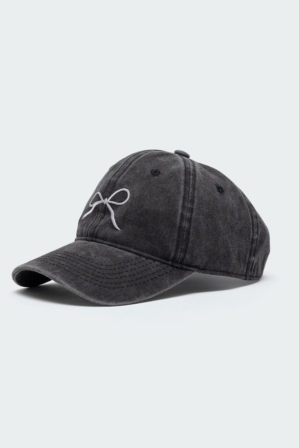 Embroidered Bow Washed Baseball Cap - Image 2